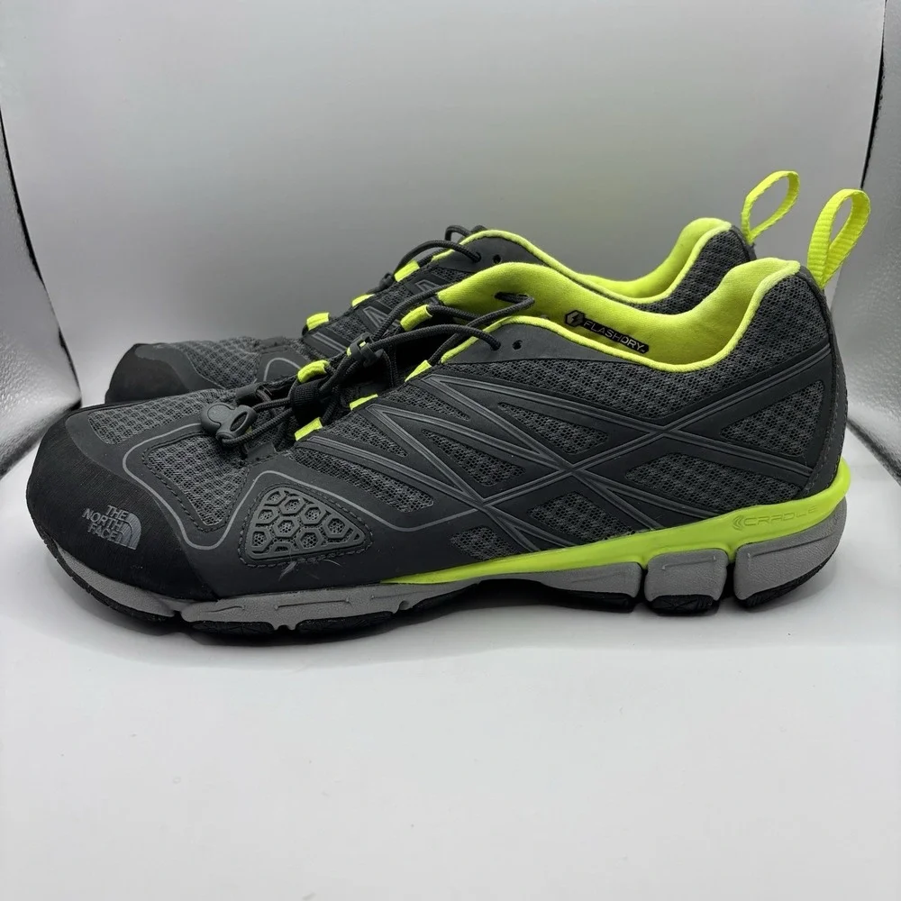 Men's Size 9.5 - The North Face Ultra Current Grey Lime Trail Running Shoes CCE4